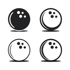 Four Bowling Balls Black and White Icons Set vector
