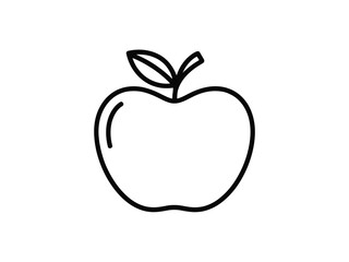 Fototapeta premium Black Apple Silhouette Icon with Stem and Leaf on a Transparent Background