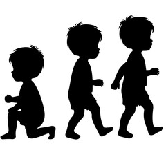 Premium Vector Collection of Adorable Toddler Silhouette Icons for Nursery and Design Projects