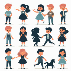 Premium Vector Collection of Cheerful Kids Character Icons for Education and Design Projects