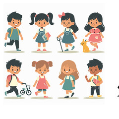 Premium Vector Collection of Cheerful Kids Character Icons for Education and Design Projects