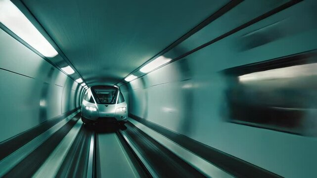 Hypersonic Maglev Pod Racing Through Vacuum Tube &ndash; 4K Loop