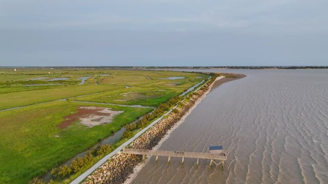 Marshes over Randonnee entre Histoire et Nature, Fouras, Fouras-les-Bains, Charente-Maritime, Nouvelle-Aquitaine, France, Europe