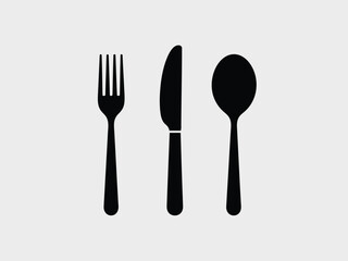 Black Fork Knife Spoon Cutlery Set Simple Icon vector