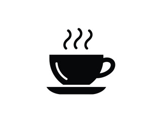 Obraz premium Black Coffee Cup Icon Steaming Hot Beverage Silhouette