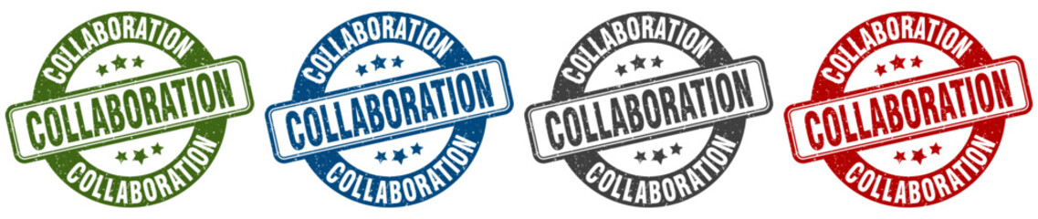 collaboration stamp. collaboration round stamp set isolated on white background