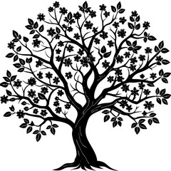 black and white tree