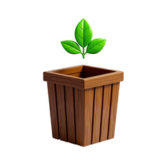 Plant growth action in wooden pot indoor space illustration of nature concept
