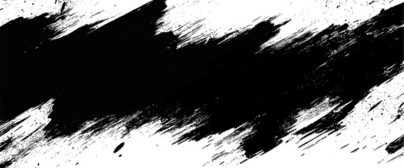 Vector abstract black brush art grunge texture paint strokes on white background 