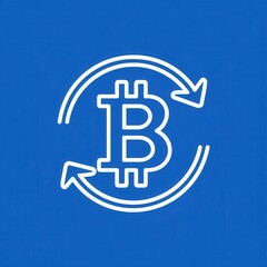 Obraz premium of the Bitcoin logo with circular arrows representing the digital cryptocurrency exchange and transfer of funds