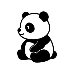 A black and white panda bear sitting on a white background