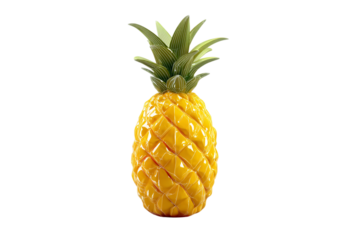 Vibrant Yellow Pineapple Fruit with Green Leaves on transparent background