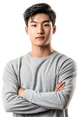 Korean male model with Minimalist isolated on transparent background