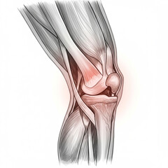 Understanding Knee Pain: A Detailed Anatomical Illustration isolated on transparent background