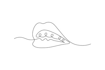 Fototapeta premium Continuous single line art and drawing of lips outline vector illustration 