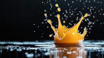 An artistic representation of a vivid yellow splash against a dark background, invoking creativity and dynamic energy through contrast and movement.