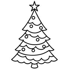 Christmas Tree line art vector