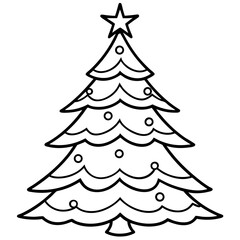 Christmas Tree line art vector