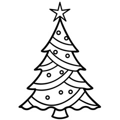 Christmas Tree line art vector