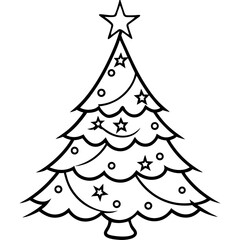 Christmas Tree line art vector