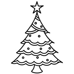 Christmas Tree line art vector
