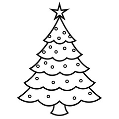 Christmas Tree line art vector
