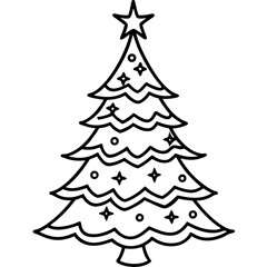 Christmas Tree line art vector