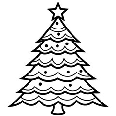 Christmas Tree line art vector