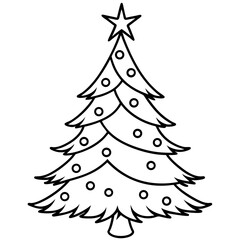 Christmas Tree line art vector