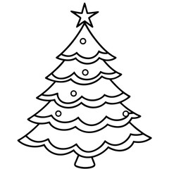 Christmas Tree line art vector