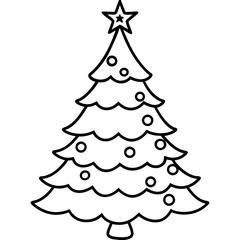 Christmas Tree line art vector