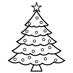 Christmas Tree line art vector