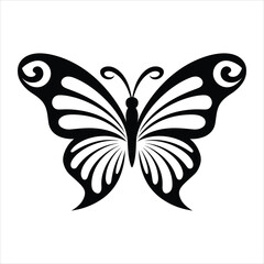 Elegant Butterfly Silhouette Vector Icon – Black Butterfly Clipart for Logo, Tattoo, and Design	