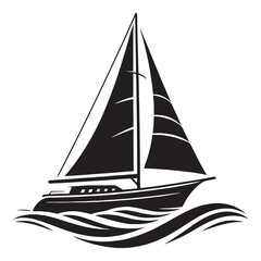 Modern Yacht silhouette with sharp lines – Yacht illustration – Minimalist Yacht vector – Vehicle silhouette

