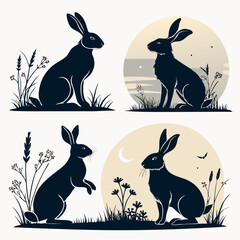 easter rabbits silhouettes