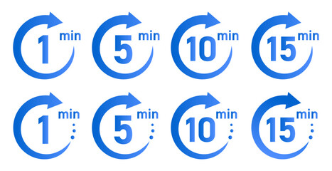 残り時間を表示するタイマー/ストップウォッチ/時計のアイコンイラストデザインセット(timer clock stopwatch 1min 2min 3min 4min 5min 6min 7min 8min 9min 10min 15min 20min 25min 30min 残り時間 シンプル アイコンイラスト ベクター 編集可能)