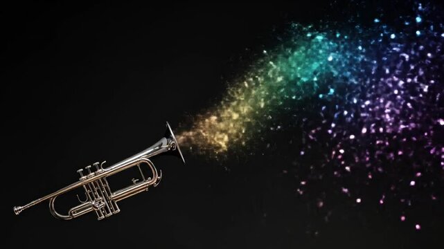 Metallic Trumpet With Colorful Sparkles