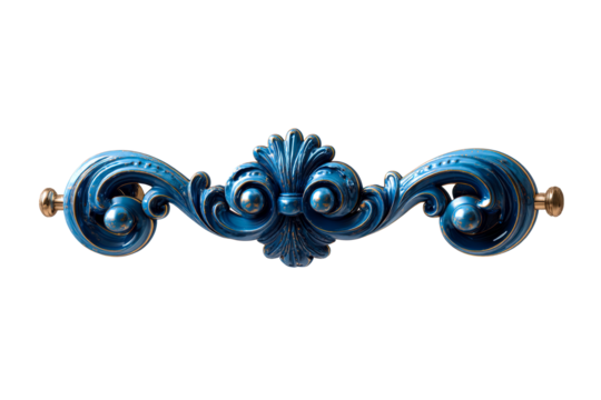 Ornate blue decorative handle with unique carvings for furniture - Powered by Adobe