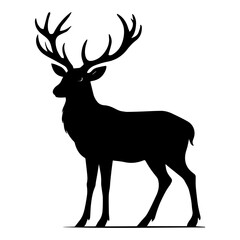Deer silhouette vector illustration animal wildlife forest buck antlers stag nature design graphic icon
