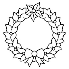 Christmas Wreath line art icon vector