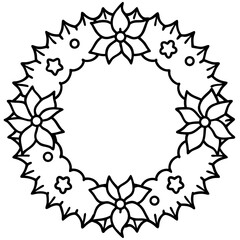 Christmas Wreath line art icon vector