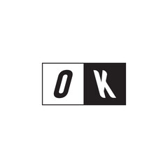 Monogram Logo Design Unique Simple Bold OK Initial Alphabet Vector Alphabet