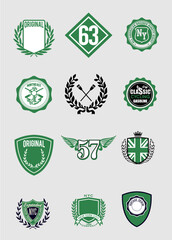 set of green badges