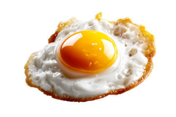 Fried egg with golden yolk on a transparent background