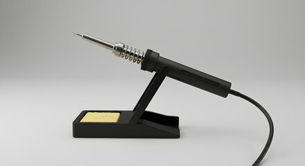 Professional Soldering Iron with Stand and Sponge – 3D Render