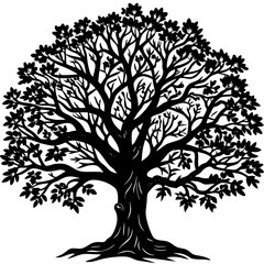 black and white tree