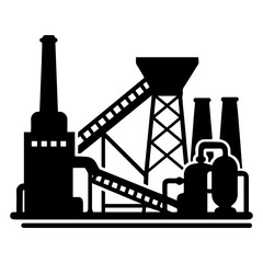 Factory automation manufacturing process workers industry production line silhouette vector graphic design