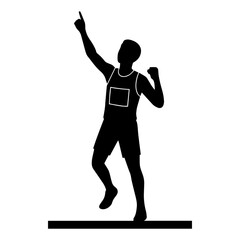 Silhouette of athlete celebrating victory in sports competition achievement and success moment
