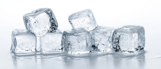 Obraz premium The Ice Cubes Glimmering on a Sleek Surface in Bright Light