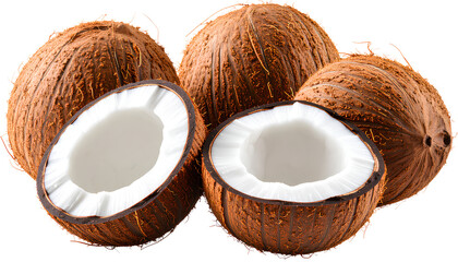  Tropical Coconut Fruit  Clean Isolated on Transparent Background PNG